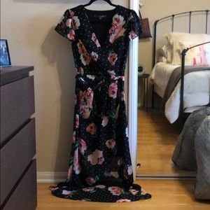 Black floral/high low dress